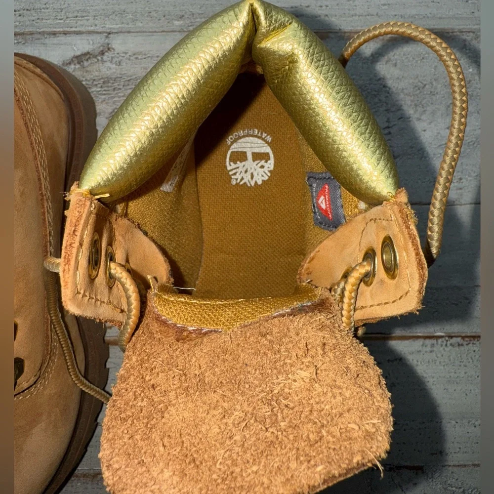 Timberland Kids Tan and Gold Leather Boots